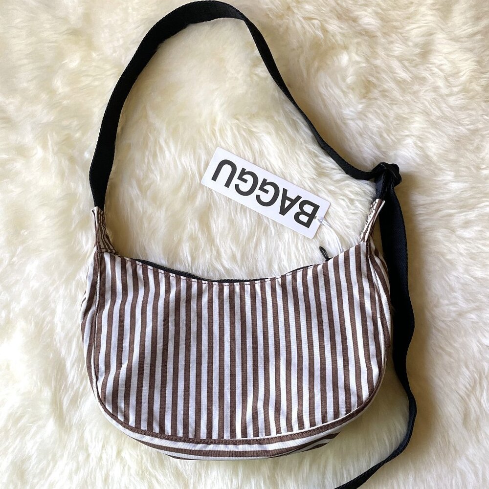 NWT Baggu Small Crescent Bag - Brown Stripe